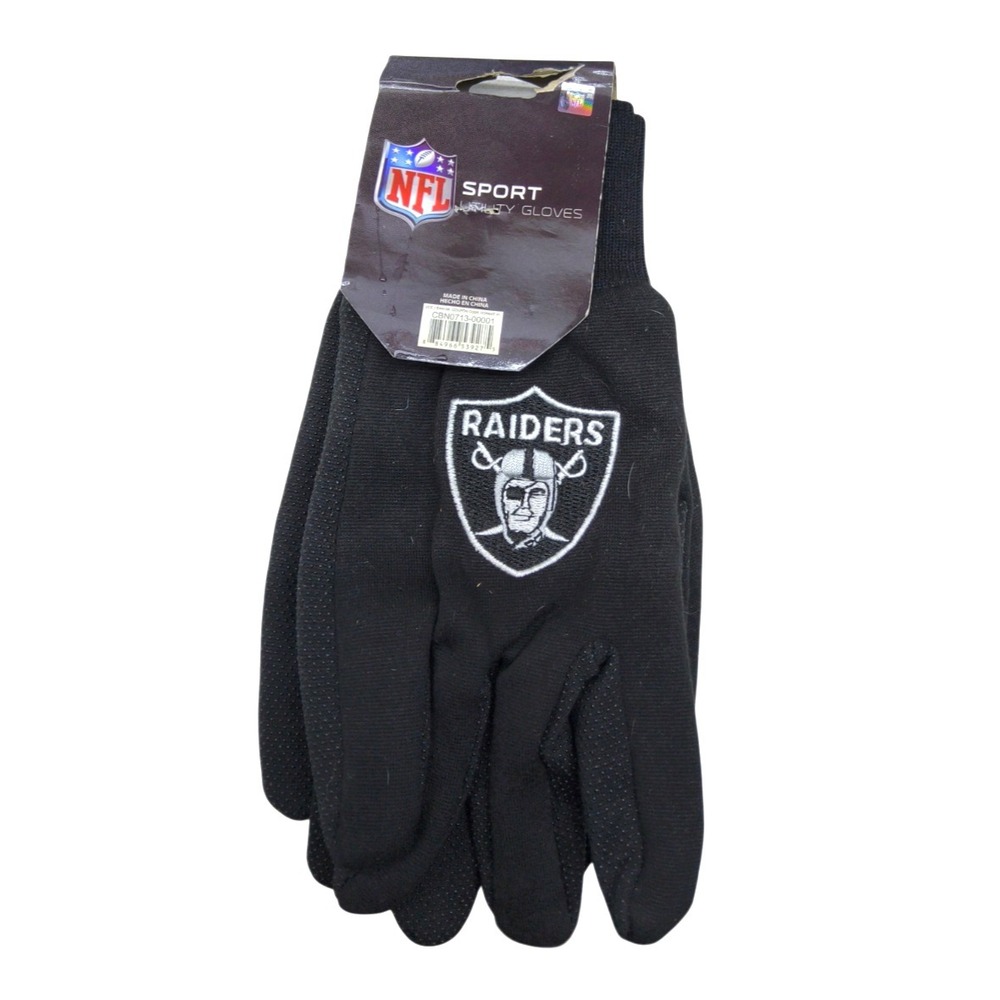 NWT Oakland Raiders Sports 2-Tone Utility Grip Glove PVC Grip‎ All Purpose Sport